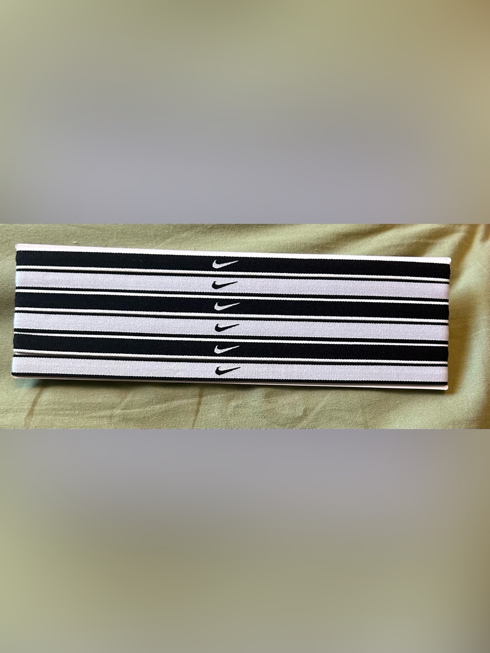 Nike Black and White Striped Athletic Headbands - Pack of 6